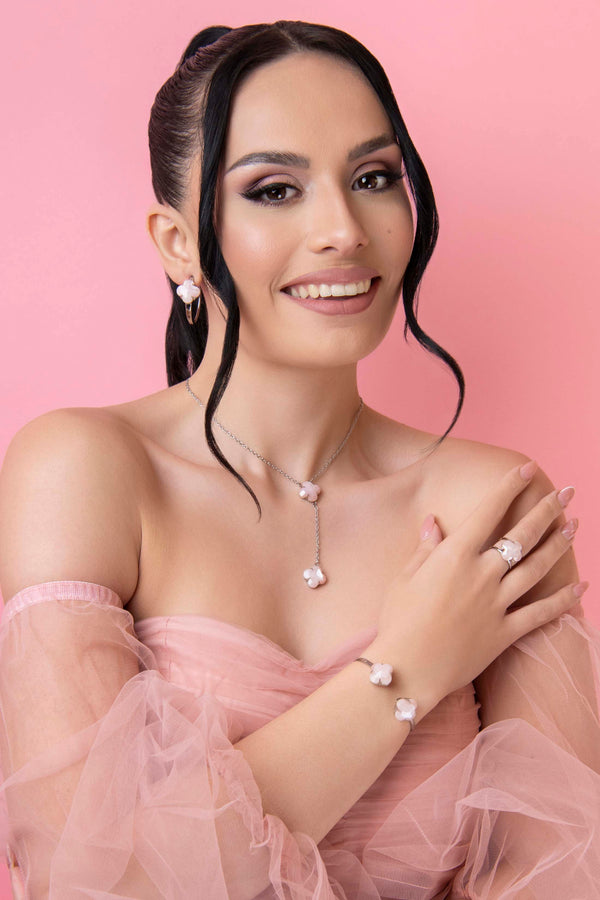 Carisma Stone Station Petite Hoop Earring Set Silver Coloured