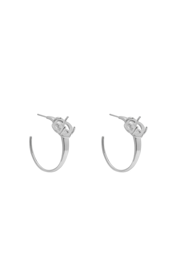 carisma Stone Station Petite Hoop Earring Set Silver Coloured