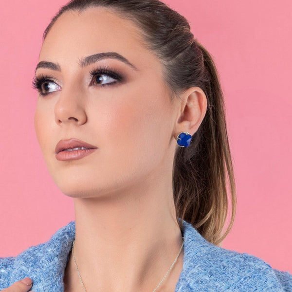 Carisma Stone Station Stud Earring Set Silver Coloured