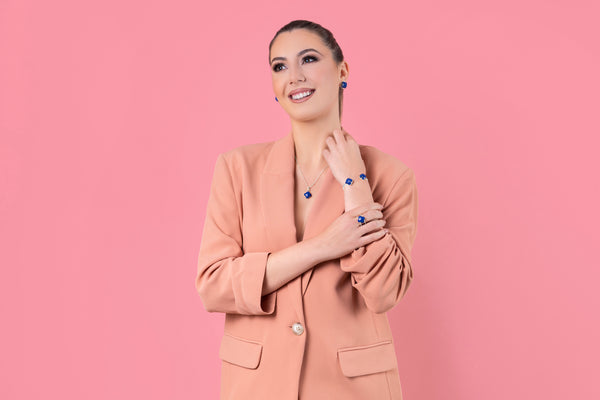 Carisma Stone Station Stud Earring Set Silver Coloured