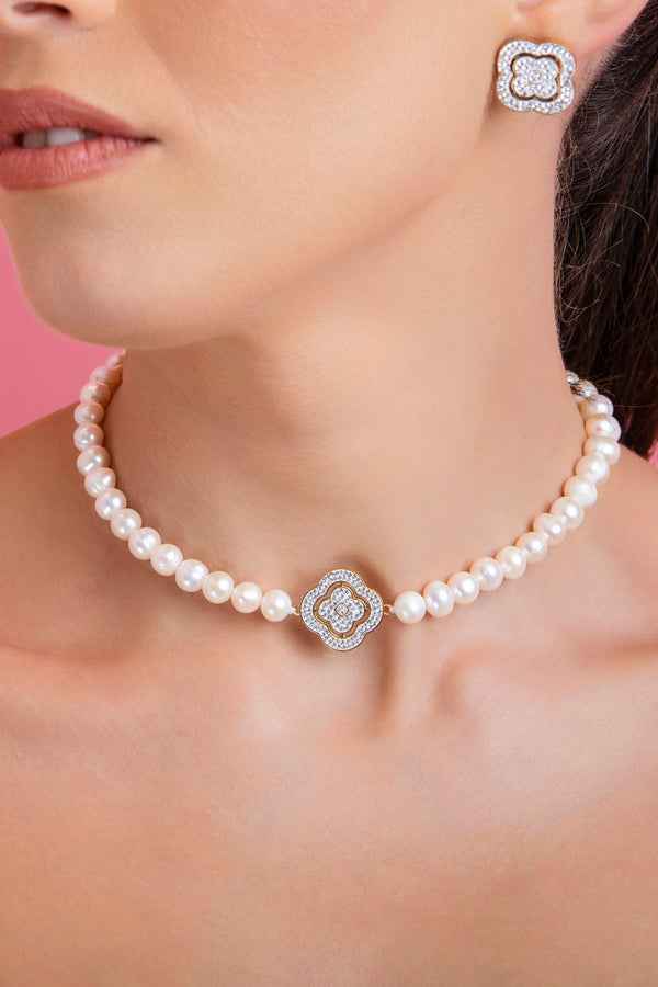 Carisma Sue's Freshwater Pearl Choker & Rossi's Crystal Studs Gift Set