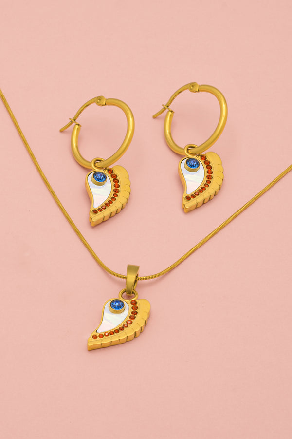 carisma Traditional Luzzu Eye Mother of Pearl Pendant and Earring Set Gift Set