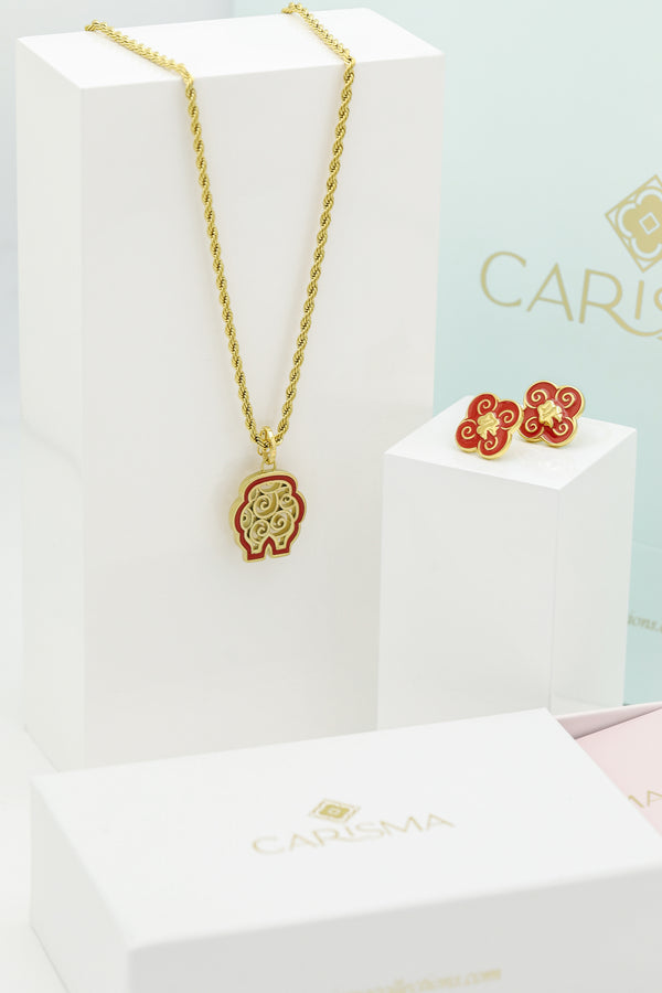 carisma Wellness Pendant & Neolithic Red Ochre Stud Earrings Gift Set