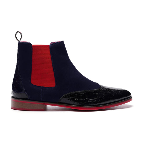 carlos by carlos santana Mantra Crosuede Chelsea Boot // Blue