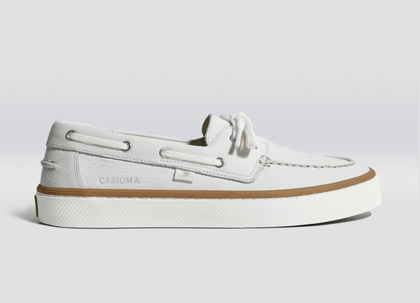 carma shoes MARÉ Boat Shoe White Pebbled Leather