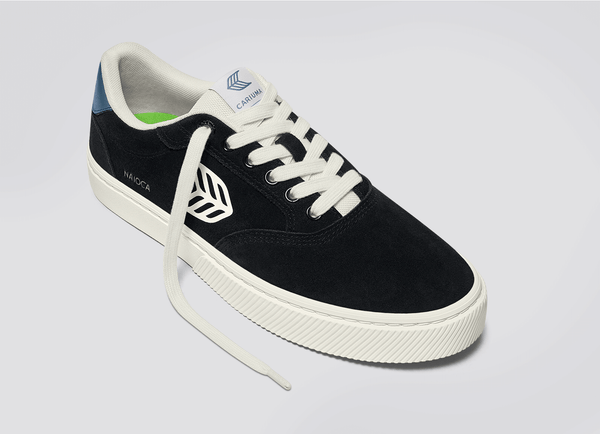 Carma Shoes NAIOCA Black Suede/Blue & Ivory