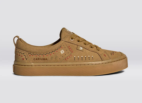 carma shoes OCA Low All Camel Embroidered Suede