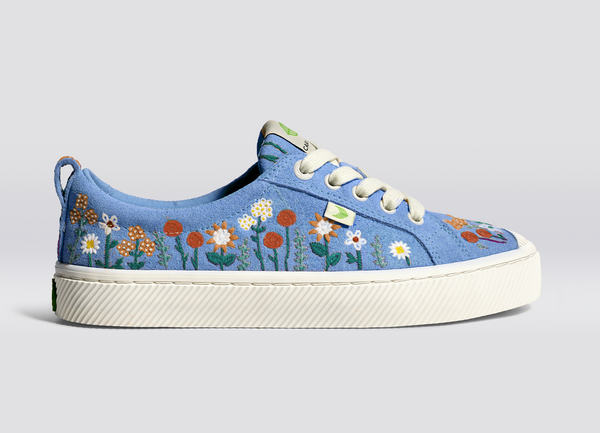 carma shoes OCA Low Blue Embroidered Flowers Suede