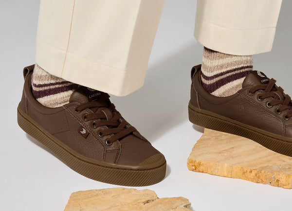 Carma Shoes OCA Low Brown Gum Pebbled Leather