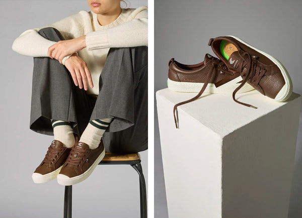 Carma Shoes OCA Low Brown Pebbled Leather