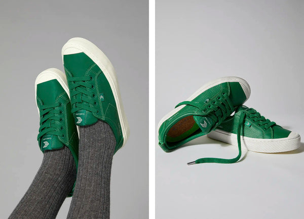 Carma Shoes OCA Low Green Pebbled Leather