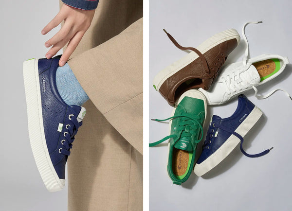 Carma Shoes OCA Low Marine Blue Pebbled Leather