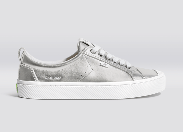 carma shoes OCA Low Metallic Silver Leather