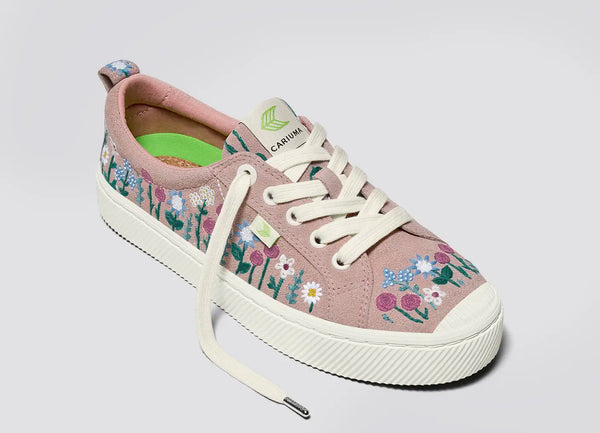 Carma Shoes OCA Low Rose/Embroidered Flowers Suede