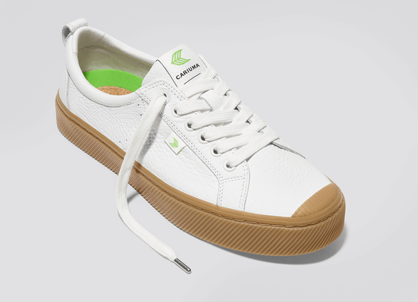 Carma Shoes OCA Low White Pebbled Leather/Gum