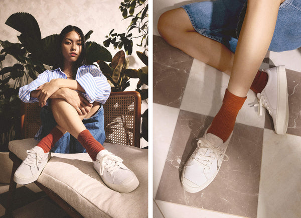 Carma Shoes OCA Low White Pebbled Leather/Gum