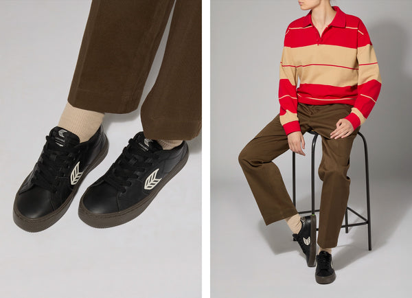 Carma Shoes SALVAS Black Teak Smooth Leather/Ivory