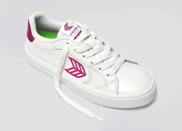 Carma Shoes SALVAS White Smooth Leather/Jazzy Pink