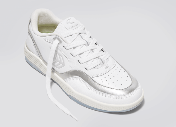 Carma Shoes UBA White Leather/Metallic Silver & Ice