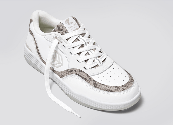 Carma Shoes UBA White Leather/Snake Print & Ice