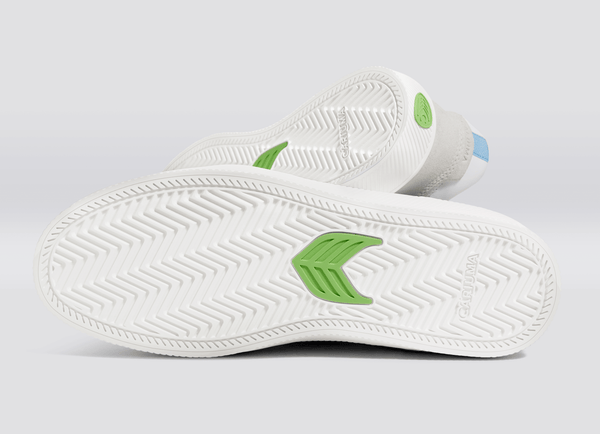 Carma Shoes VALLELY White Leather & Suede/Light Blue