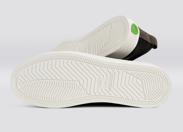 Carma Shoes OCA Low Black Pebbled Leather/Dark Khaki Suede