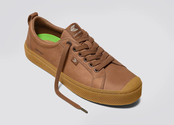 Carma Shoes OCA Low Sienna Brown Gum Pebbled Leather