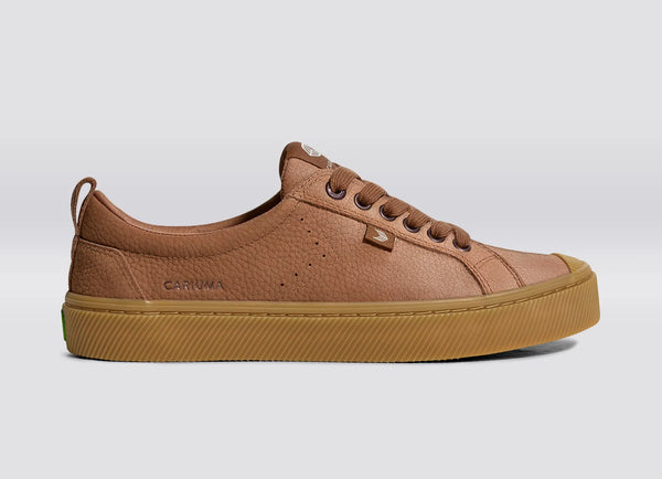 carma shoes OCA Low Sienna Brown Gum Pebbled Leather