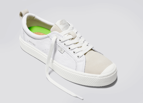 Carma Shoes OCA Low White Pebbled Leather/Off-White Vintage Suede