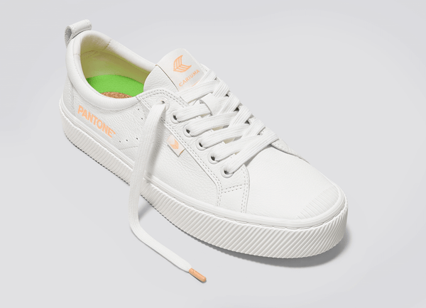 Carma Shoes OCA Low White Pebbled Leather/Pantone Peach Fuzz