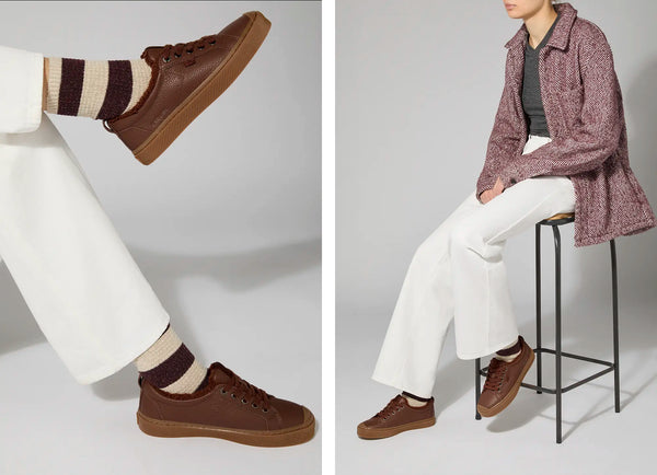 Carma Shoes OCA THERMA Low Brown Gum Pebbled Leather