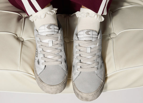 Carma Shoes SALVAS Warm White Vintage Soft Grain Leather & Suede