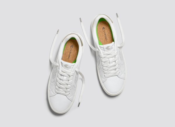 Carma Shoes SALVAS White Pebbled Leather/Metallic Gold & Ice