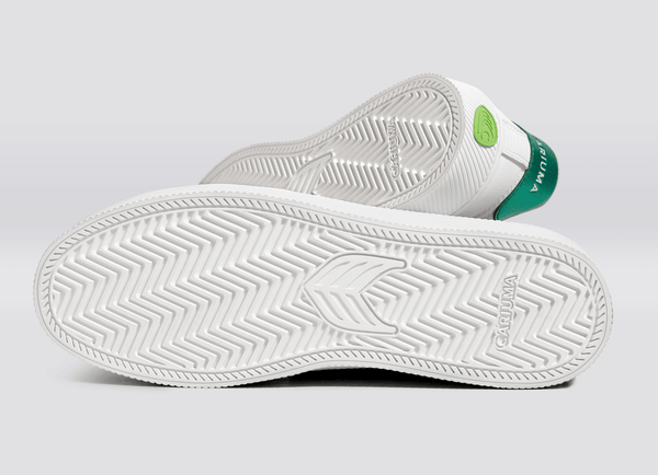 Carma Shoes SALVAS White Pebbled Leather/Metallic Green & Ice