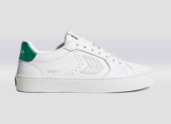 carma shoes SALVAS White Pebbled Leather/Metallic Green & Ice