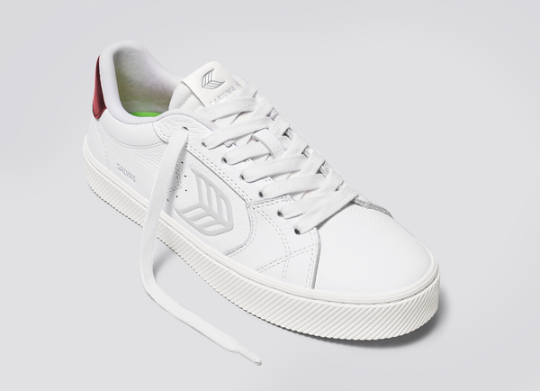Carma Shoes SALVAS White Pebbled Leather/Metallic Red & Ice