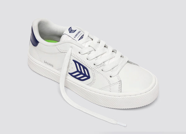 Carma Shoes SALVAS White Smooth Leather/Bright Navy