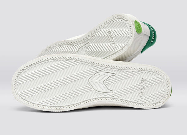 Carma Shoes SALVAS White Smooth Leather/Forest Green