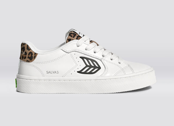 carma shoes SALVAS White Smooth Leather/Leopard & Black