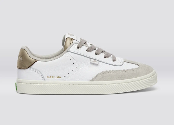 carma shoes TOCA White Pebbled Leather & Suede/Off-White Vintage & Metallic Gold