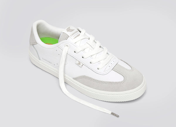 Carma Shoes TOCA White Pebbled Leather & Suede/Smoke White