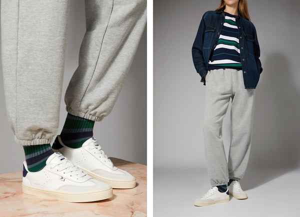 Carma Shoes TOCA White & Smoke White/Marine Blue Soft Grain Leather & Suede