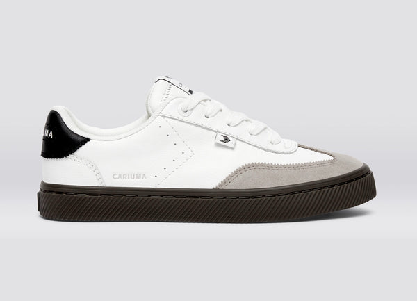carma shoes TOCA White Soft Grain Leather & Cloud Grey Suede