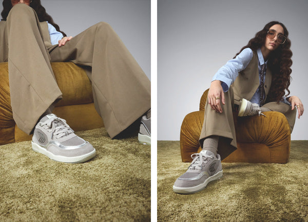 Carma Shoes UBA Charcoal Grey Suede & Mesh/Metallic Silver & Light Grey