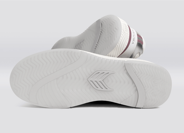 Carma Shoes UBA White Pebbled Leather & Mesh/Metallic Silver & Blush Pink