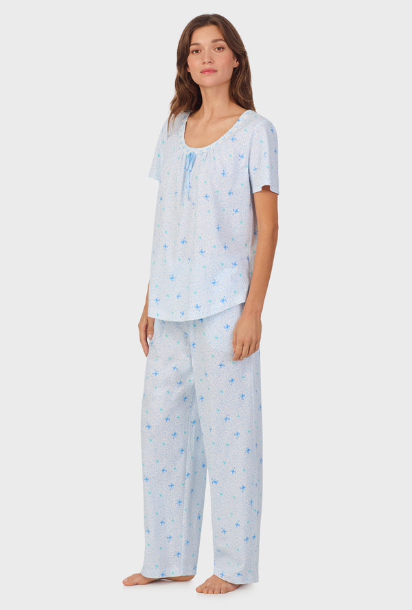 Carole Hochman Blue Hummingbird Cotton Long Pajama Set