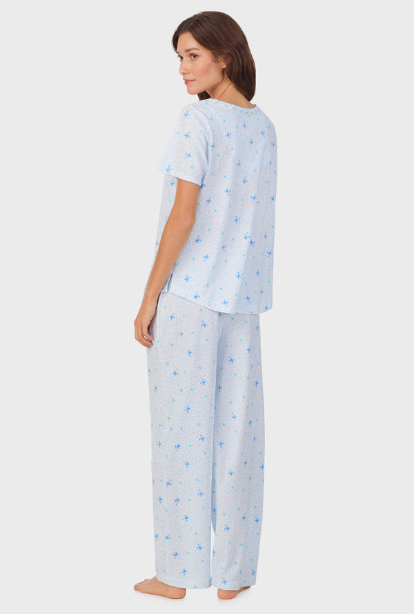 Carole Hochman Blue Hummingbird Cotton Long Pajama Set