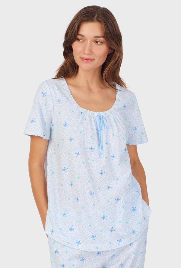 Carole Hochman Blue Hummingbird Cotton Long Pajama Set