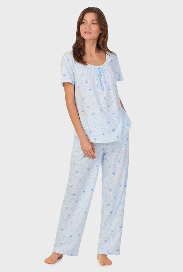 carole hochman Blue Hummingbird Cotton Long Pajama Set