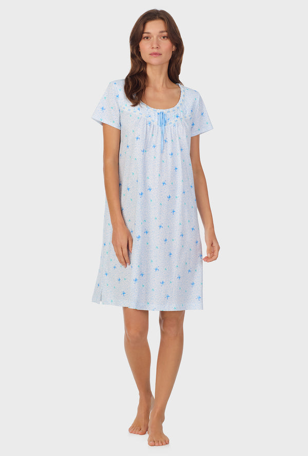 Carole Hochman Blue Hummingbird Cotton Short Nightgown